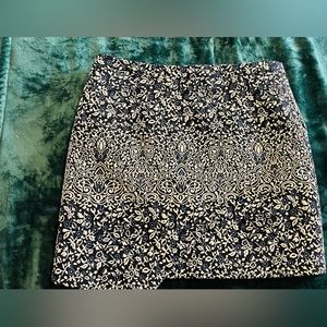 H&M woven embroidered faux wrap style mini-skirt